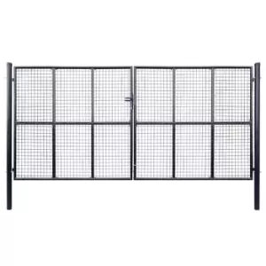 image of Vidaxl Mesh Garden Gate Galvanised Steel 400X200 Cm Grey