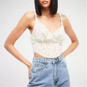 image of Missguided Floral Print Corset Top - Yellow