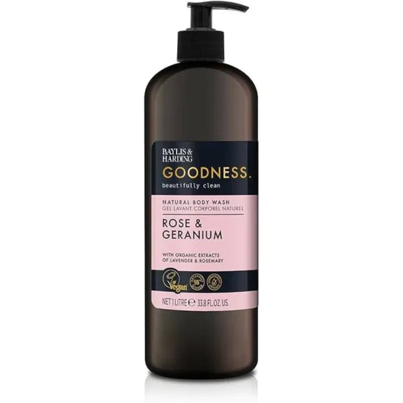Image of Baylis & Harding Goodness Rose & Geranium Natural Body Wash 1000ml