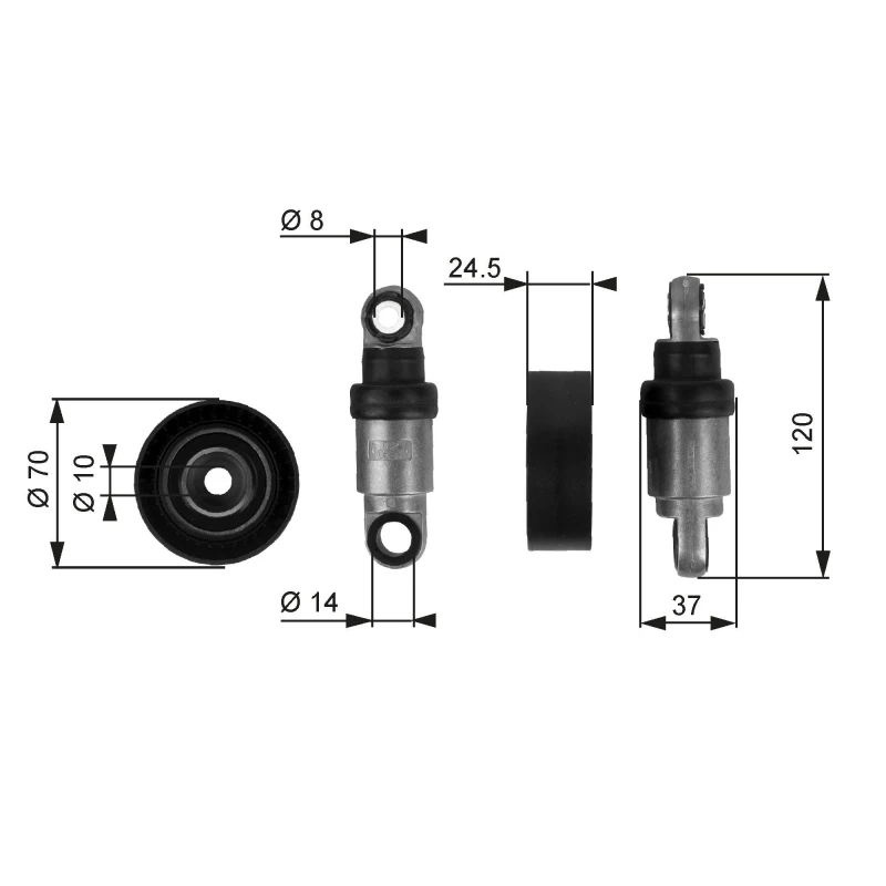 Image of GATES Tensioner pulley GATES T38242