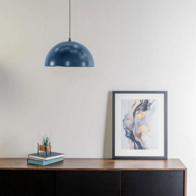 Image of ValueLights Stassi Mushroom Dome Metal Drop Hanging Pendant Ceiling Light Navy