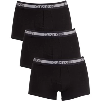 image of Calvin Klein Jeans 3 Pack Cooling Trunks mens Boxer shorts in Black - Sizes UK L,UK XL,One size