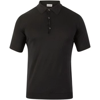 image of John Smedley Adrian Plain Polo Shirt mens Polo shirt in Black - Sizes UK S,UK M,UK L,UK XL,UK XXL