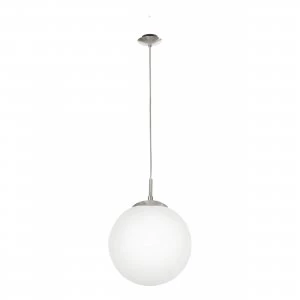 image of EGLO ES/E27 Globe 300mm Pendant With Matt-Nickel Housing - 85263