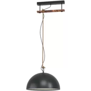 image of Netlighting Hodsoll Dome Pendant Ceiling Light Black, Brown Rustic