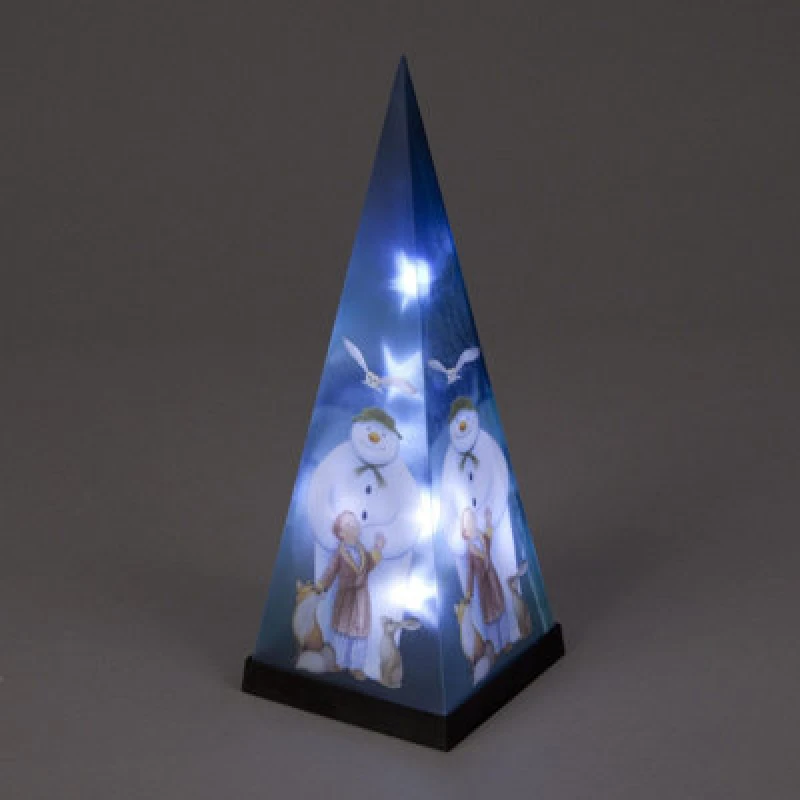 Image of Snowtime The Snowman And Friends Laser Pyramid Christmas Display 8 Led's - 35Cm