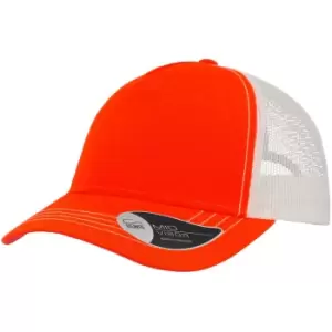 Image of Atlantis Rapper Canvas 5 Panel Trucker Cap (One Size) (Orange/White)