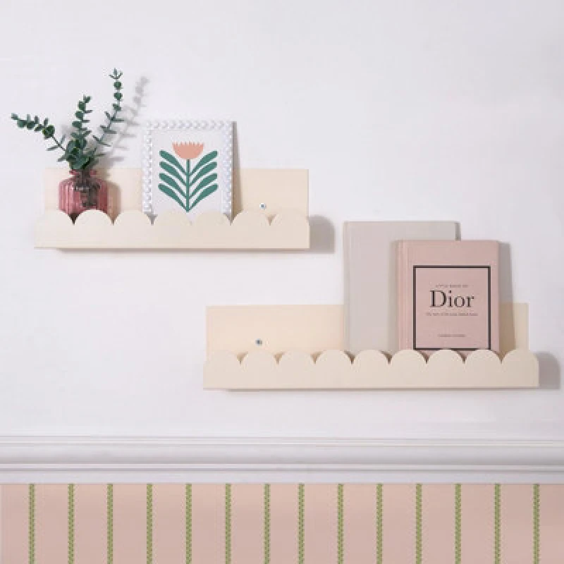 Image of OHS OHS Scallop Shelf Wall Mounted Storage Space Saving Modern Bedroom in Cream Cream One Size Unisex 5027434230082