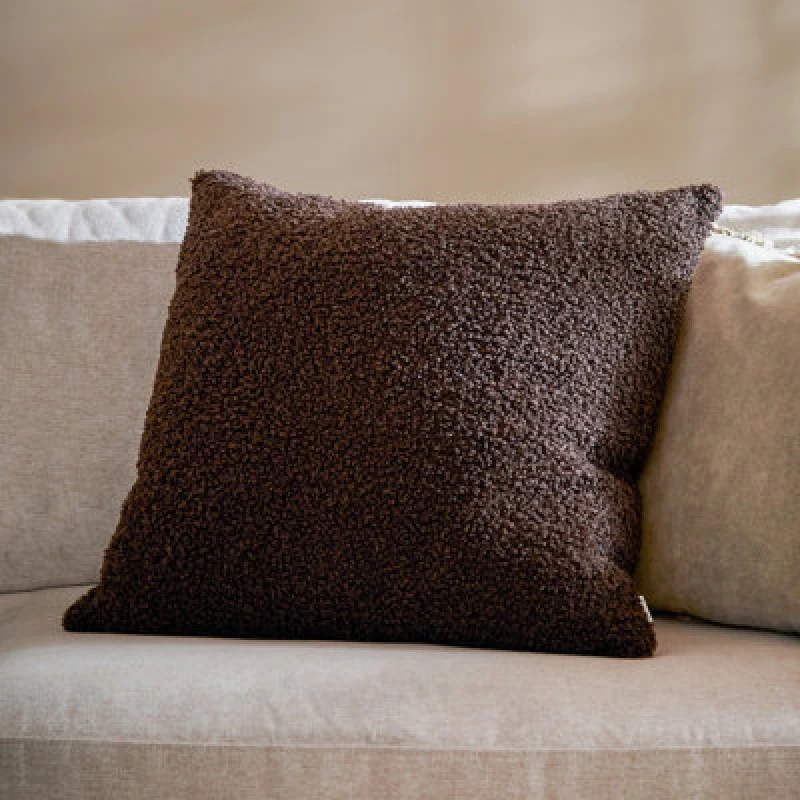 Image of Yard Cabu Chunky Boucle Cushion in Chocolate Size: 55cm x 55cm Chocolate Unisex 55cm x 55 cm