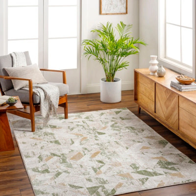 Image of Livabliss Scandi Modern Moss/ivory Royalty Area Rug 160 X 213cm - Easy Care, Non Shedding, Ideal For Living Room & Bedroom