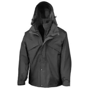 image of Result Mens 3 In 1 Zip And Clip StormDri Waterproof Windproof Jacket (M) (Black)