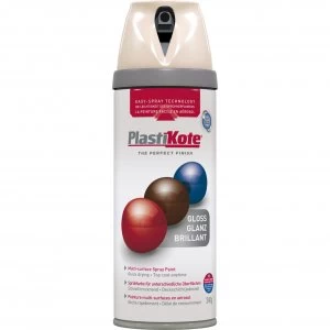 Image of Plastikote Premium Gloss Aerosol Spray Paint Antique White 400ml