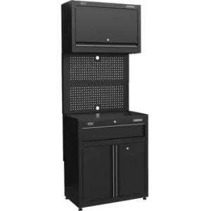Image of Modular Base & Wall Cabinet with Drawer - Magnetic Door Latches - MDF Worktop