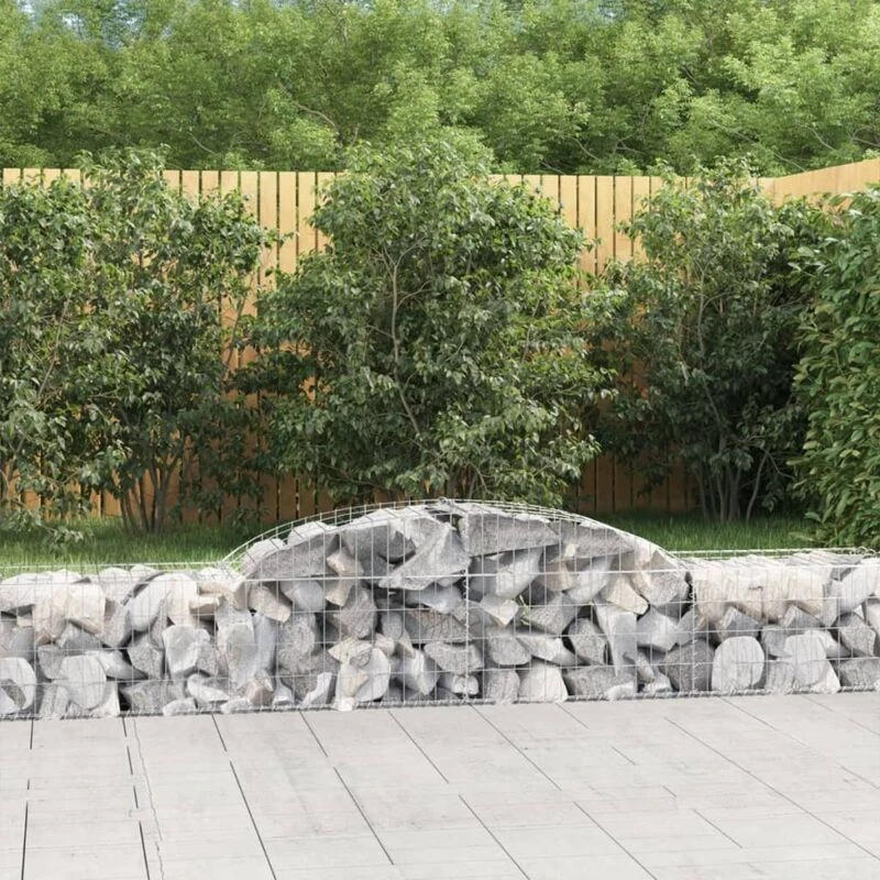 Image of vidaXL Arched Gabion Baskets 4 pcs 300x50x40/60cm Galvanised Iron, Silver 3146649