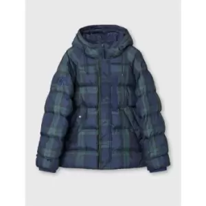 Pretty Green N-3B Check Puffa Jacket - Blue