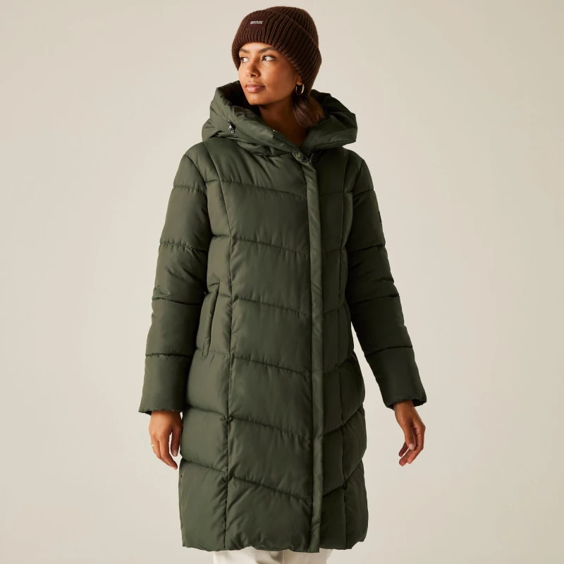 Image of Regatta Womens Nurie Water-Repellent Down Quilted Jacket Dark Khaki female 12