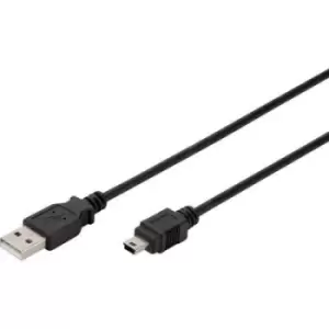 Image of Digitus USB cable USB 2.0 USB-A plug, USB-Mini-B plug 3m Black AK-300108-030-S