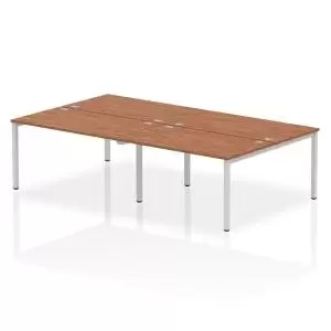 image of Impulse Bench B2B 4 Person 1400 Silver Frame Office Bench Desk Walnut