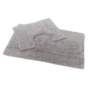 Image of Showerdrape San Marino 2 Piece Cotton Bath Mat Set - Grey