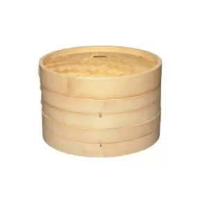 Image of KitchenCraft World of Flavours Oriental Two Tier Bamboo Steamer 25cm Beige