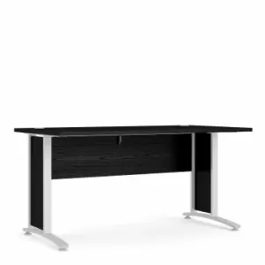 Image of Prima Desk with White Legs 150cm, black