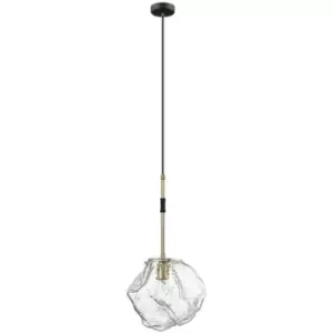 image of Zumaline Rock Pendant Ceiling Light, Matt Black, Gold, 1x E27