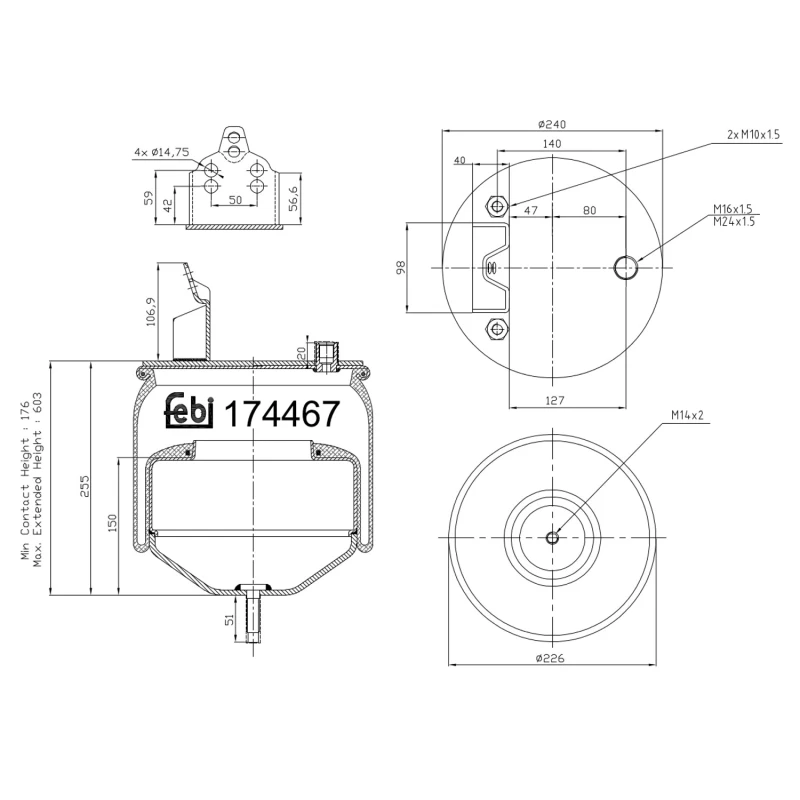 Image of FEBI BILSTEIN 174467 Boot, air suspension Rear Axle Boot,air suspension (324)