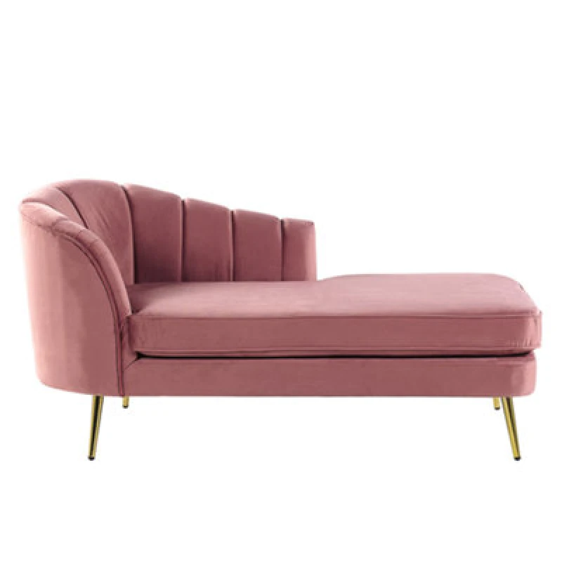 Image of Beliani Left-Hand Chaise Lounge Allier Velvet Pink