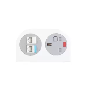 image of Dams Phase Multi Surface Power Module 1 x UK Socket, 2 x RJ45 Sockets - Black