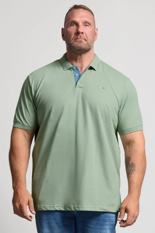 Image of BadRhino BadRhino Men Contrast Polo Shirt in Pale Green Size: X-Large Pale Green 1XL Male 5063853504168