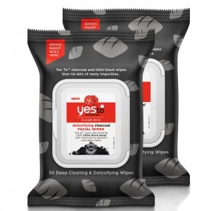 image of yes to Tomatoes Clear Skin Detoxifying Charcoal Facial Wipes (Pack of 2)