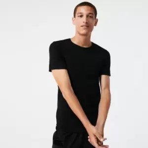 Image of Lacoste Mens Crew Neck Cotton T-Shirt 3 Pack Size 4 - M Black