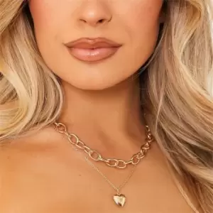 Image of I Saw It First Heart Double Layered Necklace - Metallics