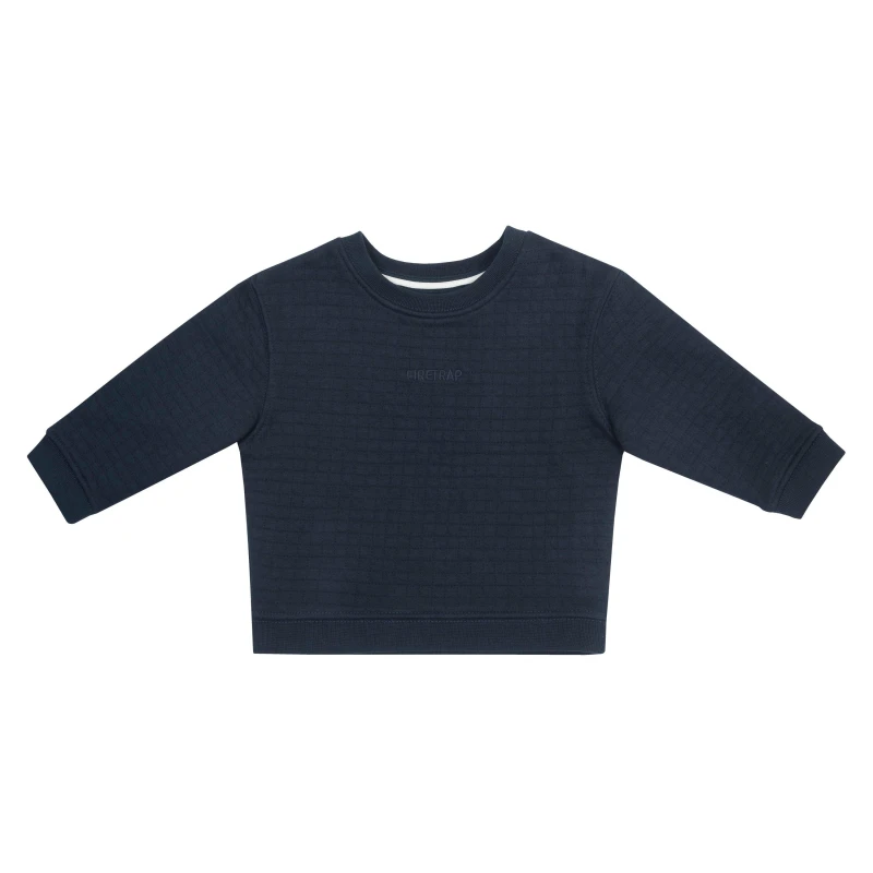 Image of Firetrap Quilted Crew Tracksuit Babies - Blue Blue 0 - 6 Months