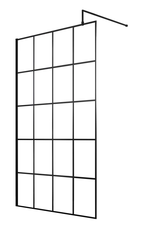 Image of Balterley 8mm Safety Glass Black Framed Wetroom Screen - 1000mm Black Unisex