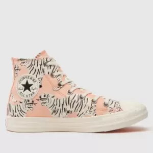 Image of Converse All Star Hi Trainers In White & Pink