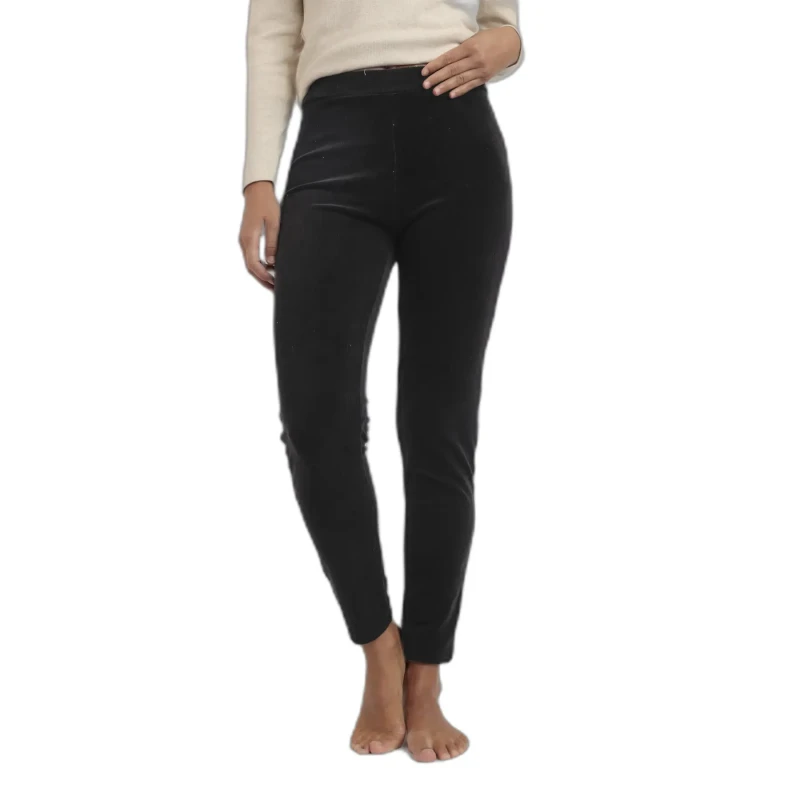 Image of Admas Womens stretch corduroy leggings Admas Noir Female L