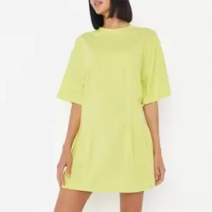 image of Missguided Cinched T Shirt Dress - Yellow