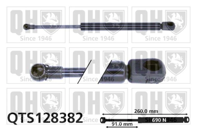 Image of QUINTON HAZELL Tailgate strut QUINTON HAZELL QTS128382
