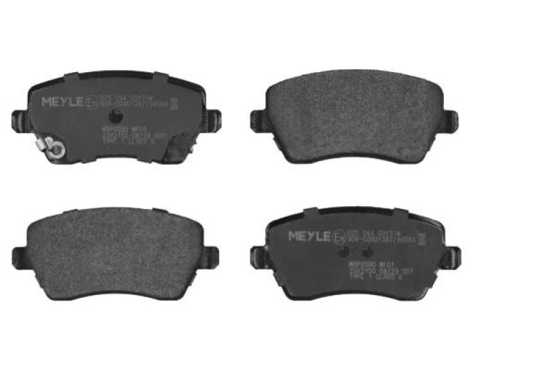 Image of MEYLE 025 244 0317/W Brake pad set Front Axle, with acoustic wear warning, Original Quality, with anti-squeak plate Brake Pad Set,disc brake (402)