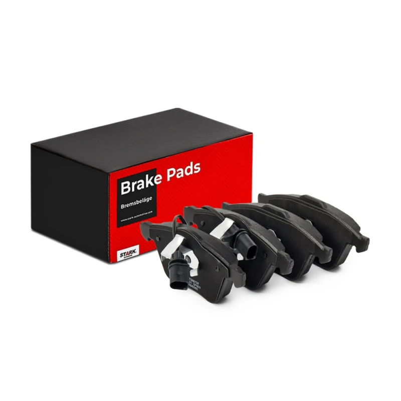 Image of STARK SKBP-0010102 Brake pad set Front Axle, incl. wear warning contact, with piston clip Low-Metallic Brake Pad Set,disc brake (402)