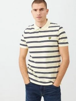 Image of Lyle & Scott Wide Double Stripe Polo Shirt - Buttercream