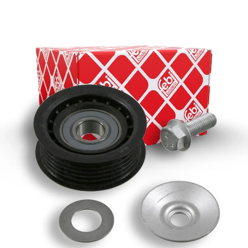 Image of FEBI BILSTEIN 22383 Idler Pulley with screw Plastic Deflection/Guide Pulley,v-ribbed belt (312)