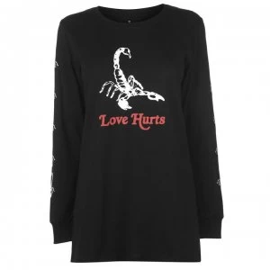 Image of Swallows and Daggers Scorpion Love Hurts Long Sleeve T Shirt - Black