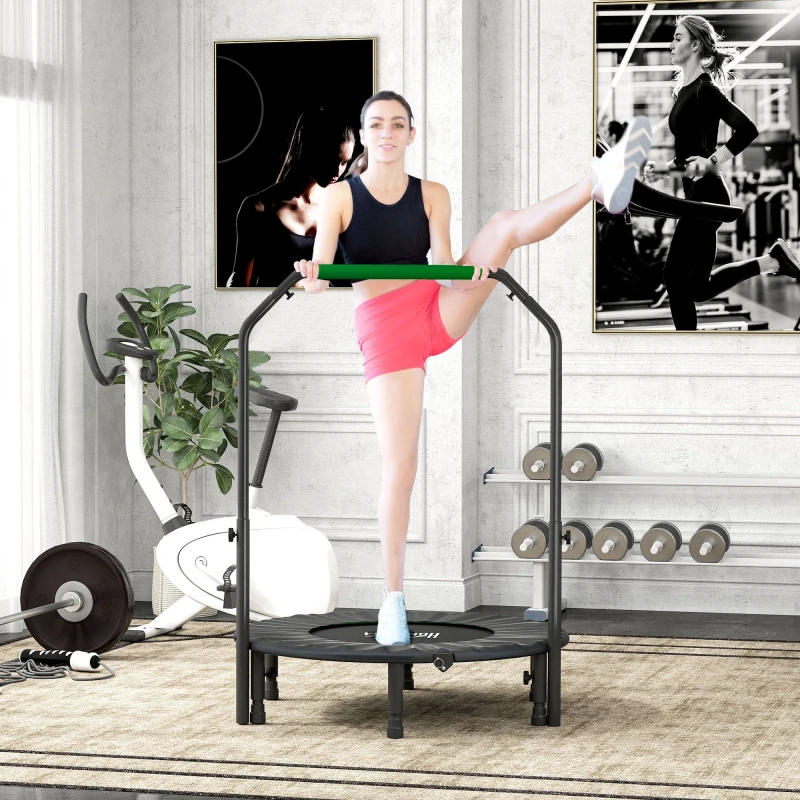Image of HOMCOM HOMCOM 40" Foldable Mini Trampoline Fitness Trampoline w/ Foam Handle in Green Green One Size Unisex 5063603035713