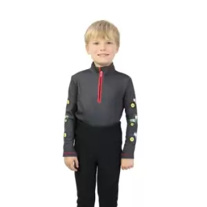 Image of Little Knight Boys Tractor Collection Thermal Top (3-4 Years) (Charcoal Grey/Red)