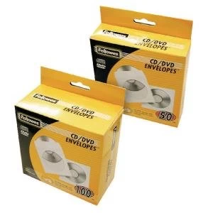 Image of Fellowes CD Envelope Paper White Pack of 100 90691