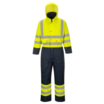 Image of Oxford Weave 300D Class 3 Hi Vis Contrast Overall Yellow / Navy 2XL
