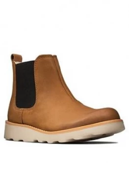 Image of Clarks Boys Crown Halo Tan Chelsea Boots - Tan, Size 4.5 Younger