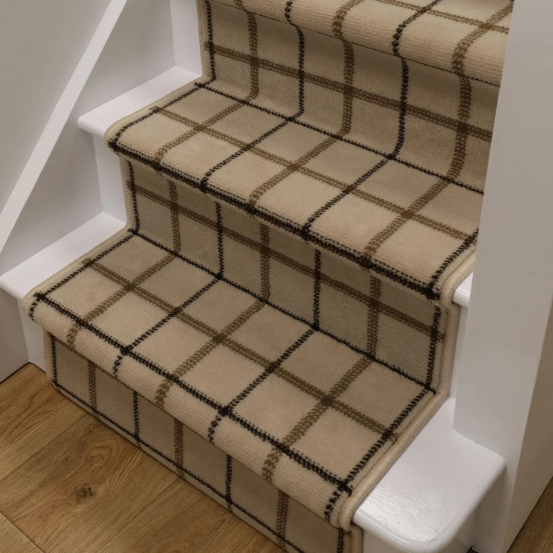 Image of Homemaker Stair Runner - Maestro Check Design Natural Runners 60x600cm Beige 40932469000